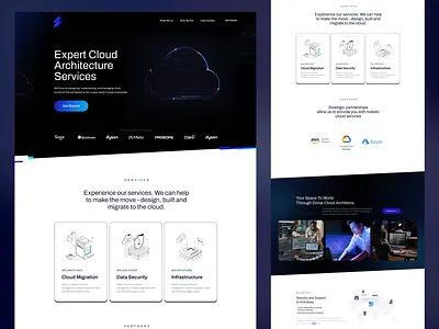 Web Design Concept for Cloud Data Architecture Services agency analytics architecture big data cloud cyber design illustration landing page responsive saas security technology web design