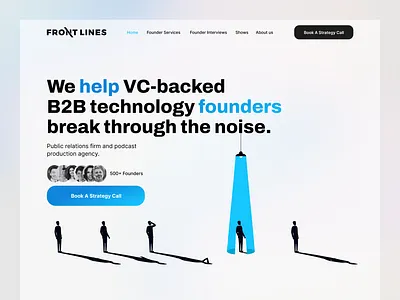 Founder Podcasting Hero Banner Design for Landing Page agency banner ad career concept design firm founders hero banner interview jobs landing page minimal podcast recruitement web design
