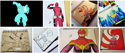 A Collection of Character Art Drawings Over The Years adventure time animation anime cartoons character art character design courage the cowardly dog drawing dreamworks illustration marvel sketchbook toned sketchbook