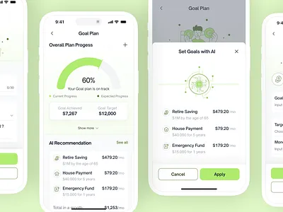 Nexwealth - AI Finance Mobile Apps Goal Plan ai app artificial intelligence business chart design emoney ewallet finance fintech goal plan gradient invesment minimal modern payment portfolio saas ui ux