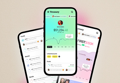 Treasury bank banking charts finance fintech gradients graphs interface design investing investment investor line graph money product design uiux