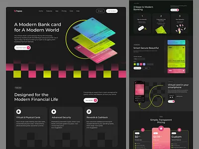 Tapza - Bank Card Landing Page bank bank app bank card banking app credit debit design digital banking finance fintech landing page mobile banking modern payment popular design ui ux visa card website website design