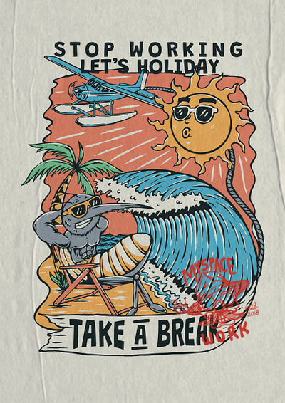 TAKE A BREAK apparel beach branding clothing digital art drawing graphic design handdrawn illustration illustrator merchandise print design product design summer surfing tshirt typograph vintage