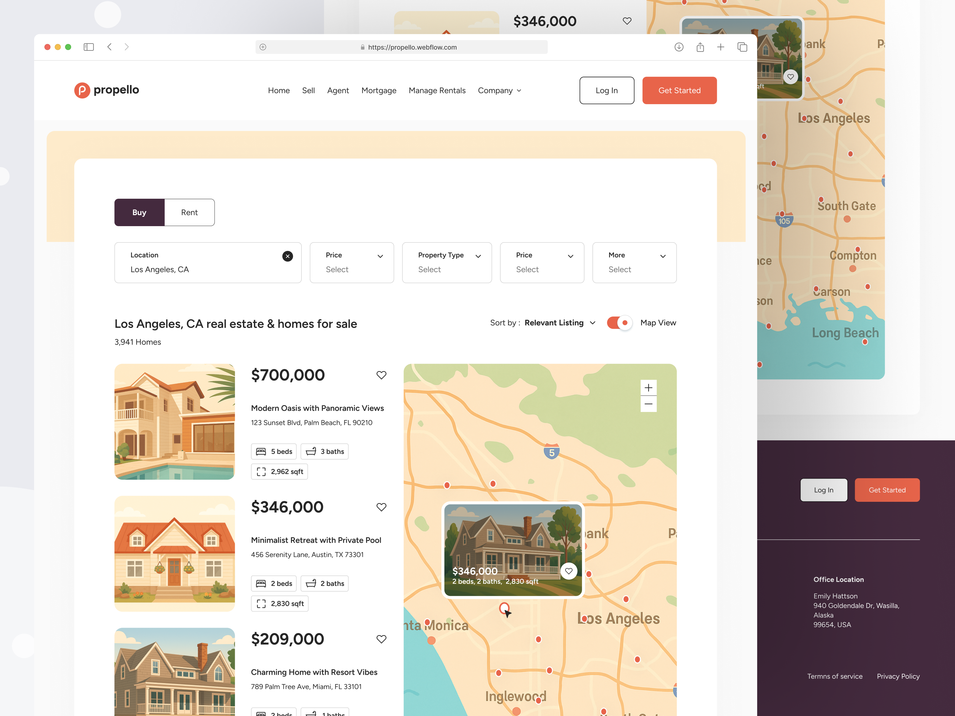Example of Interactive Map View for Property Listings
