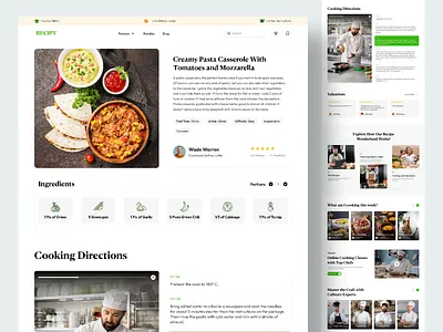 Recipy - Website Inner Page clean cooking cooking website design details page inner page landing page recipe recipe details page recipe website recipe website inner page trending ui ui design uiux website design