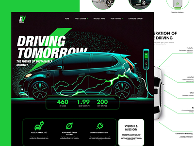 World of EV Station - Website UI cars chargin charging concept design electric car ev ev market mobile app mobileui pump station ui uii web website