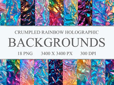 Crumpled Rainbow Holographic Backgrounds backdrop background colorful crumpled digital gradient holographic paper png rainbow texture