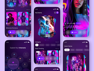 Live Streaming Music & Dance Mobile App app interface creative ui dance app dark mode dark theme ui entertainment app ios live streaming live streaming ui mobile app mobile app design real time app social video app tiktok style ui uiux ux ux motion video app