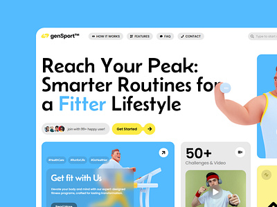 ProSport UI design exploration with elementor featured page homepage landing landing page minimalist design sport hero section sport ui design sports landing page sports website design ui uiux web web development website design