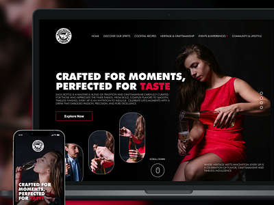 Alcohol Concept Website alcohol black concept dark design drink drinks girl in red hot girl mobile app mobileui taste ui web website concept wine