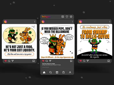 Banner for crypto meme token $Pepe the Billionaire 2d art artwork branding cryptocurrency graphic design illustration instagram meme meme coin pepe post solana token trend twitter