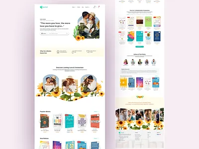 Romance and Relationship eBook Website UI Design ebook ebook platform freelance designer homepage homepage design illustration landing page design mental health minimalist design minimalist website relationship ebook relationship website responsive design romance ebook romantic website self love ui design ux design web design website design