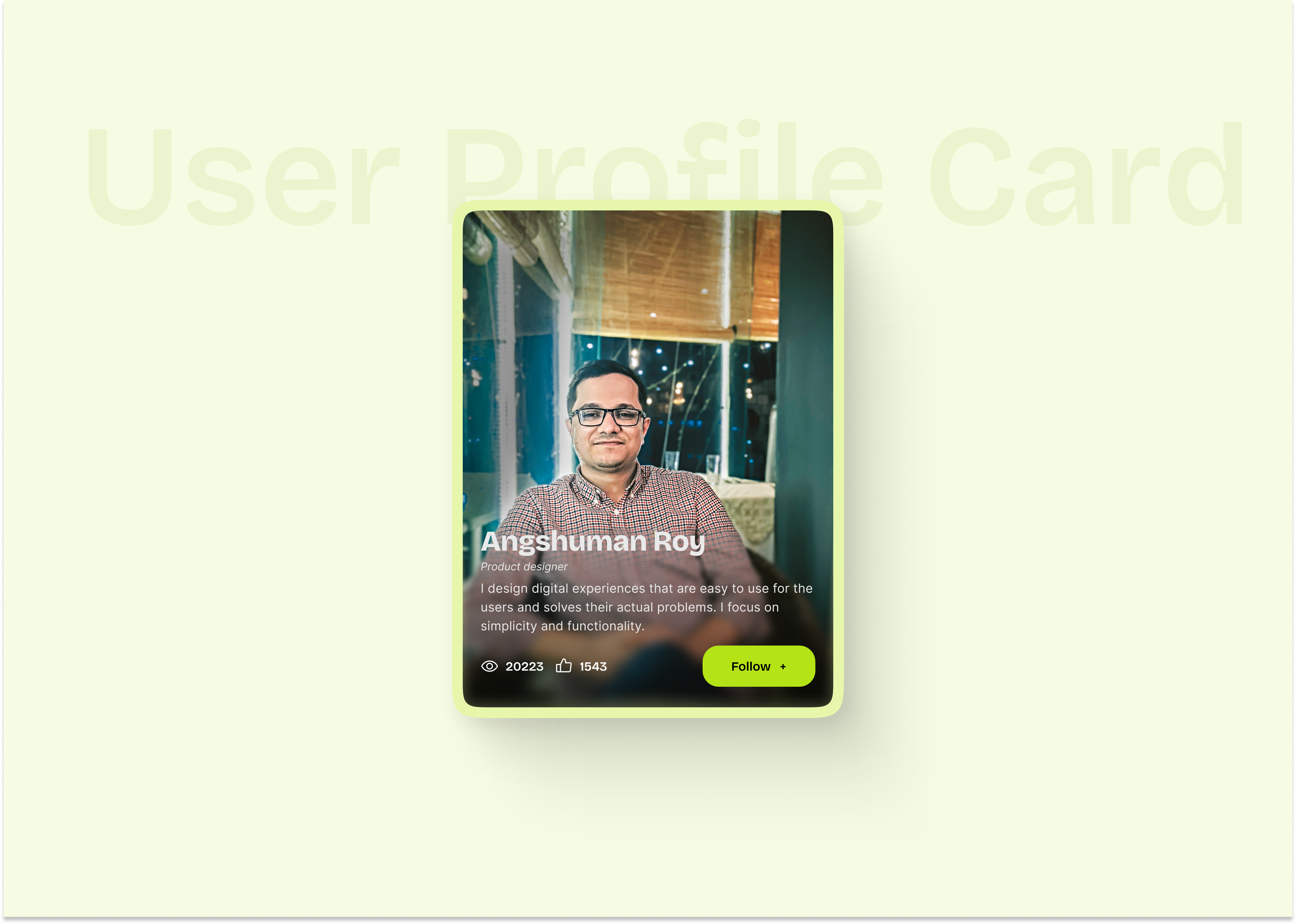 Simple User Profile Card Design - #MonowiDesign card design clean graphic design green minimal ui ui design ui designer user profile ux ux design