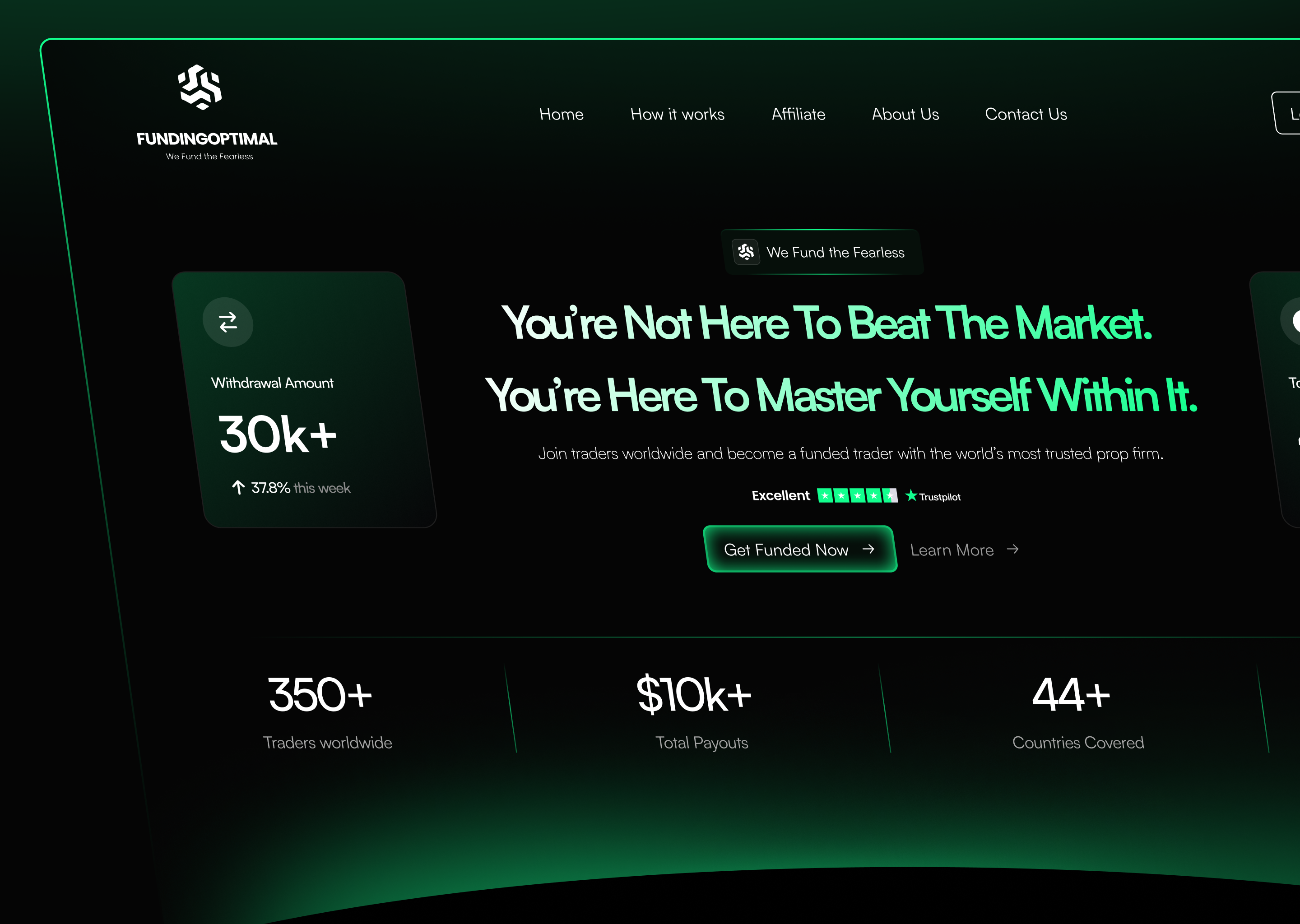 Fundingoptimal - UI/UX & Web Development | AdTrend bento crypto crypto propfirm dark mode forex prop firm framer funding propfirm trader trading ui wordpress