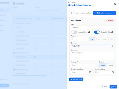 Slide-In Panel Concept cmms settings side bar side panel ui