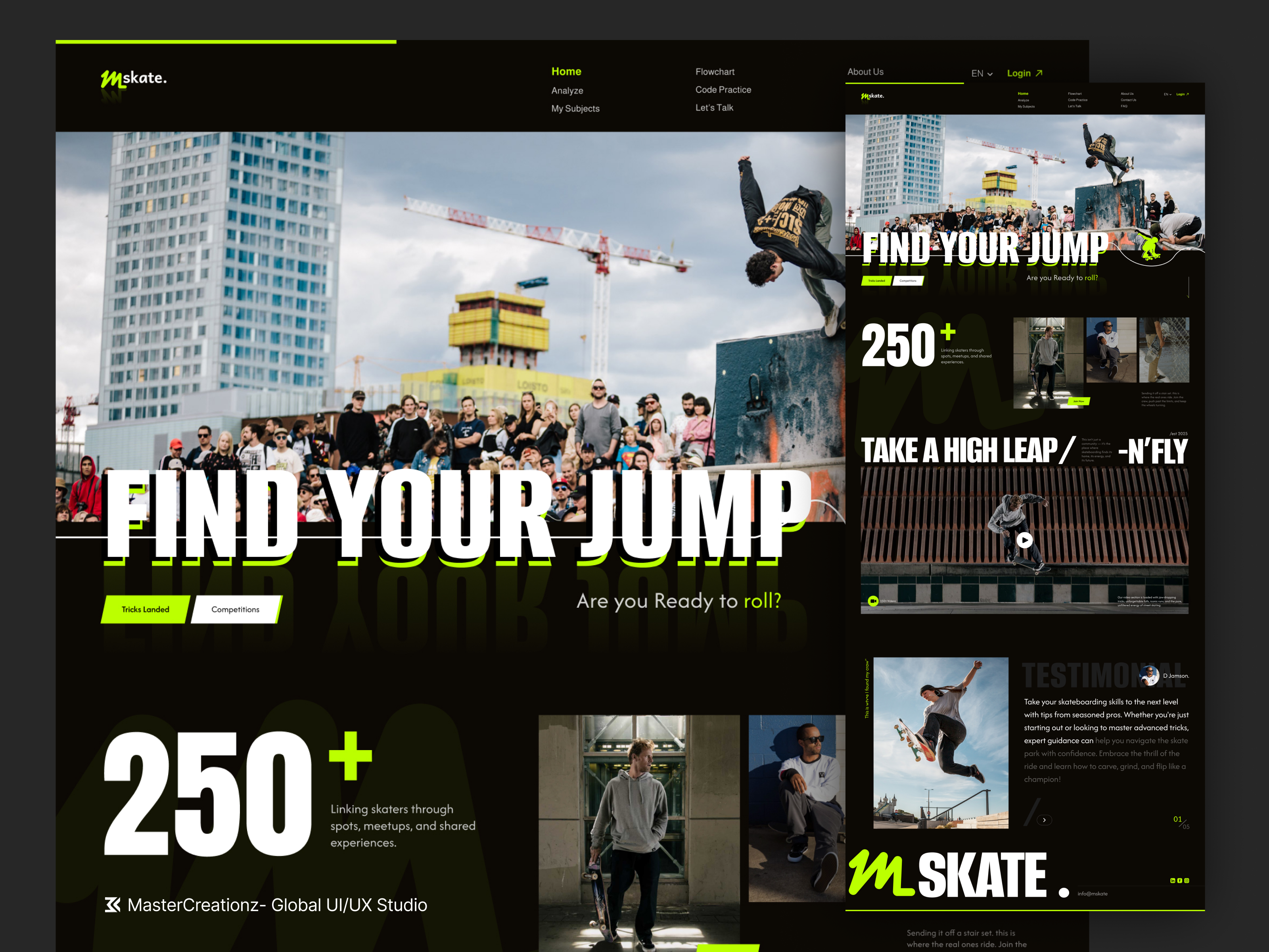 🛹Skateboard Website branding creative direction creative web design culture based ui design exploration design trends 2025 extreme sports landing page minimal ui skateboarding street style ui ui design ui trends ux design video integration visual design visual identity web design website concept
