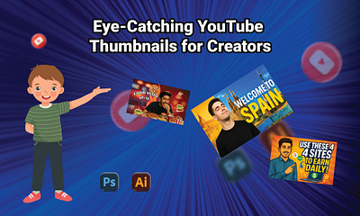 YouTube Thumbnail design UI branding design graphic design illustration landingpage logo moderndesign social media vector video youtube chenal youtube thumbnail