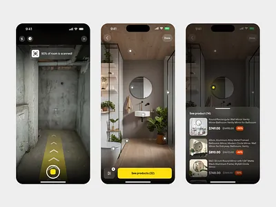 AI Interior Design App – Scan Your Room, Get Real-Time Design ai powered ux app design ar product shopping ecommerce app scan to design tech startup ui