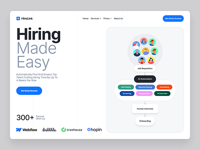 AI-powered Recruiting website ai automation ai hirign hirign hiring website hr job hire landing page platform recruitment ui ui design uiux ux web web design