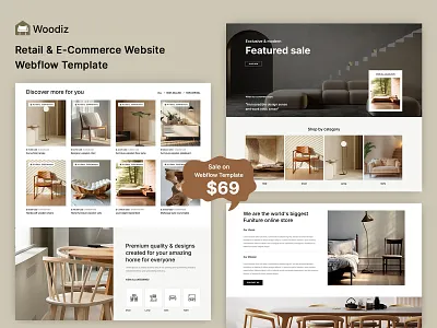 Woodiz - Retail & E-Commerce Website Webflow Template e commerce template mobile friendly online store design product showcase responsive responsive design retail website seo friendly shopping website uiux web development webdesign webflow webflow retail template webflow template wood products store