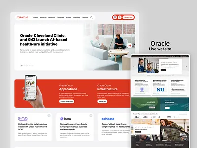 Oracle Website Redesign Concept (Freebie) app branding clean data database design figma free freebie hero section logo menu mockup oracle redesign reimagine section ui web website