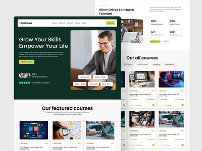 Modern E-Learning Website UI Design cleanui courseplatform coursewebsite designinspiration edtech figma figmadesign graphic design homepage landingpage learningplatform onlinecourses responsivedesign ui ui of website uiux ux uxdesign webdesign websiteui