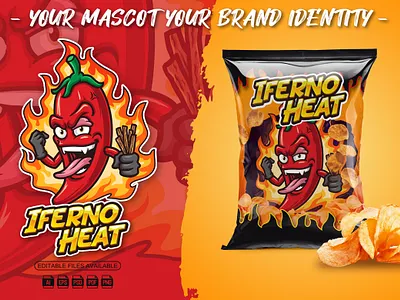 IFERNO HEAT MASCOT CHARACTER brand identity branding cartoon cartoon logo graphic design illustration logo mascot mascot character mascot logo packaging design snack design vetcor