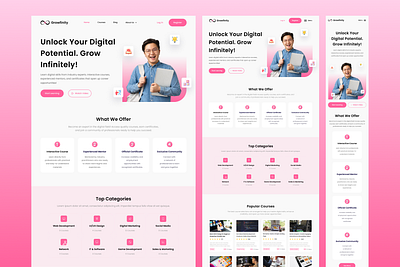 Growfinity - Online Course Platform Responsive Web Design 3d animation branding graphic design logo motion graphics ui