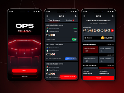 OPS - Pick & Play Sports Picks Game app sports ui uiux user interface