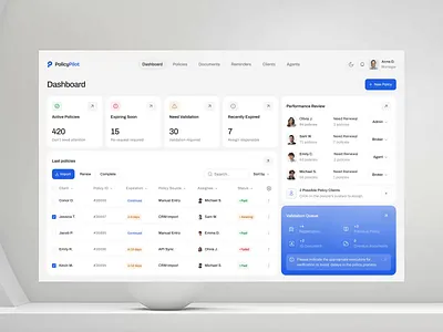PolicyPilot – Auto Insurance Dashboard Design admin dashboard auto insurance broker website business broker custom dashboard dashboard dashboard ui document dashboard document management insurance app insurance dashboard insurance landing page insurance logo insurance website inventory dashboard modern dashboard mortgage website policy tracker web app web dashboard