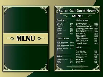 Menu Design for a Guest House adobe illustrator branding brochure design flyer graphic design graphic designer guesthouse hotel logo design logodesign marketing menu menu design menus restaurant restaurant menu vector visual identity