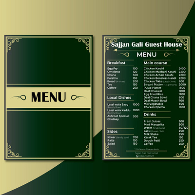 Menu Design for a Guest House adobe illustrator branding brochure design flyer graphic design graphic designer guesthouse hotel logo design logodesign marketing menu menu design menus restaurant restaurant menu vector visual identity