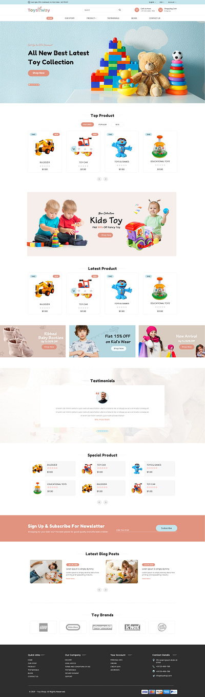 ToysWay – Kids Toy Store UI Design babyproducts childrenshop cleanwebdesign colorfului ecommerce figmaui funinterface kidsshop kidstoys playfuldesign responsiveui shoppingcart toyecommerce toystore uiux webdesign