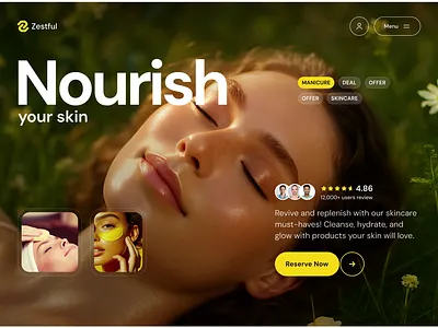 Elegant Web Design for a Beauty & Cosmetics Brand after effect animation beauty cosmatic hero section landing page modern design motion graphics shop skin skin care ui web web design