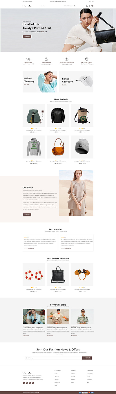 OCHA – Modern Fashion eCommerce Website UI boutique clothingstore ecommercedesign ecommerceui fashionbrand fashiondesign fashionwebsite minimalui modernweb onlineshop responsiveui shopifydesign uiux uxdesign webdesign