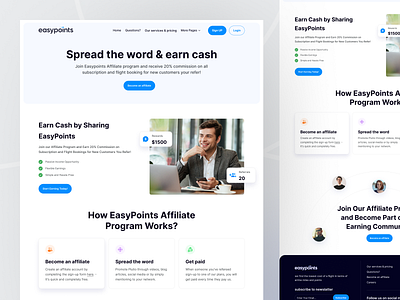 Affiliate Program Landing Page UI – Earn with Referrals affiliate affiliate landing page earn with referrals landing page product design refer refer and earn referral referral marketing referral program ui travel rewards ui ux design web design website