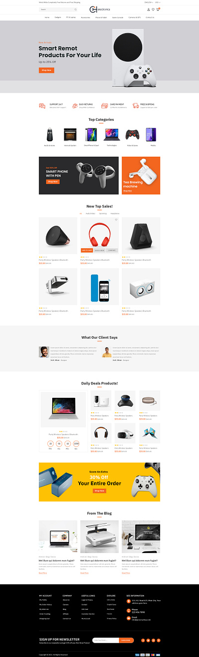 CH Electronics – Modern Electronics eCommerce Website UI dailydeals ecommercedesign ecommerceui electronicshop electronicsstore gadgetshop modernui productlandingpage retailwebsite smartgadgets techstore uiuxdesign uxinspiration webdesign