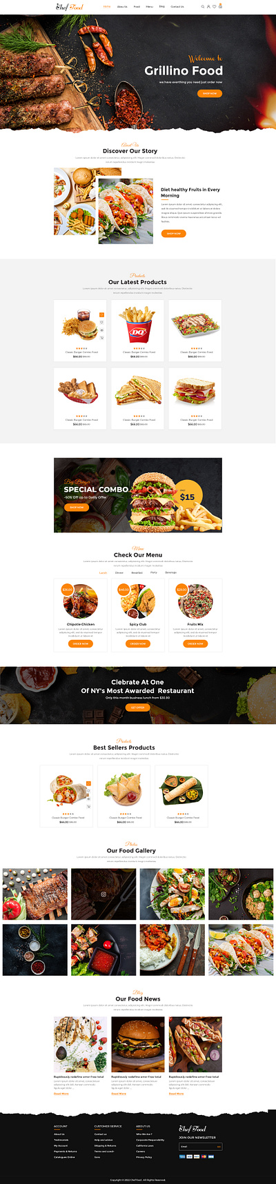 🔥 Grillino Food - Restaurant Website UI Design cleandesign combomeal designinspiration figma foodlandingpage foodphotography foodui grilldesign landingpage modernui responsivedesign restaurantwebsite uiux uxdesign webdesign