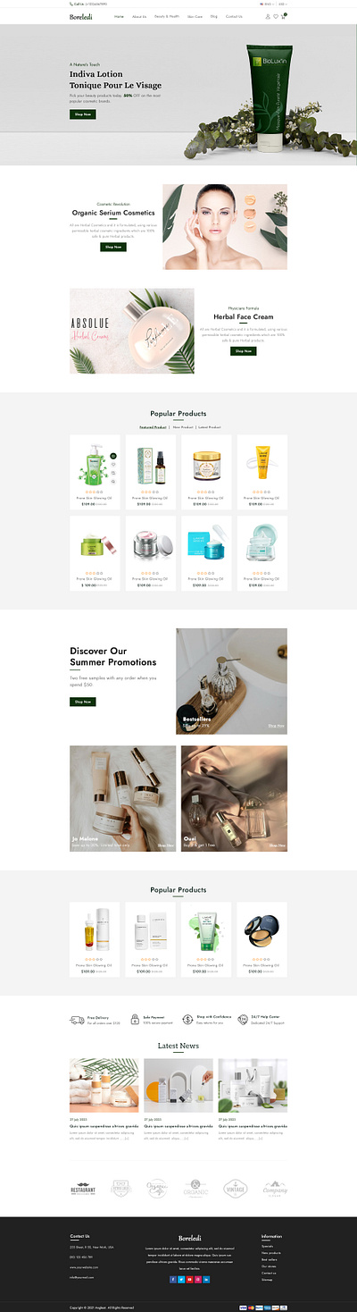 Bordelidi - Organic Skincare E-Commerce Website Design beauty products e commerce herbal cosmetics minimalistic online store organic beauty skincare uiux web design