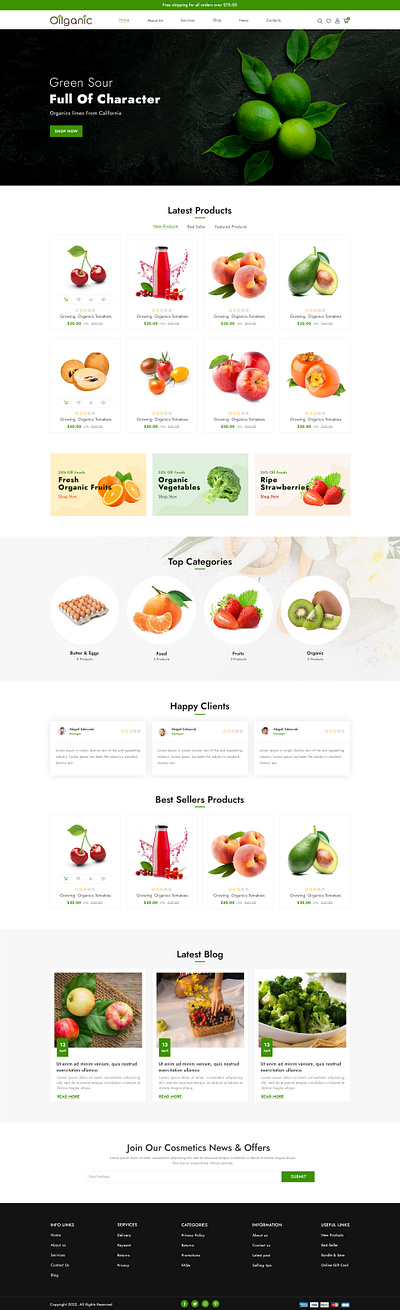 Oligantic - Organic Fruits & Vegetables Store banner branding design e commerce fruits vegetables graphic design healthy living logo minimalistic online store organic produce organic products ui uiux web design