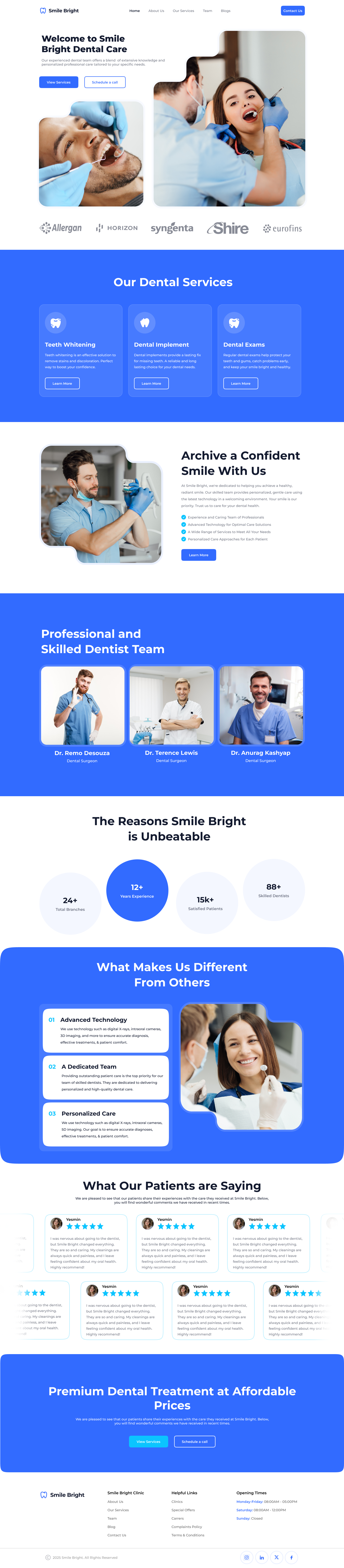 Dental health care landing page ui