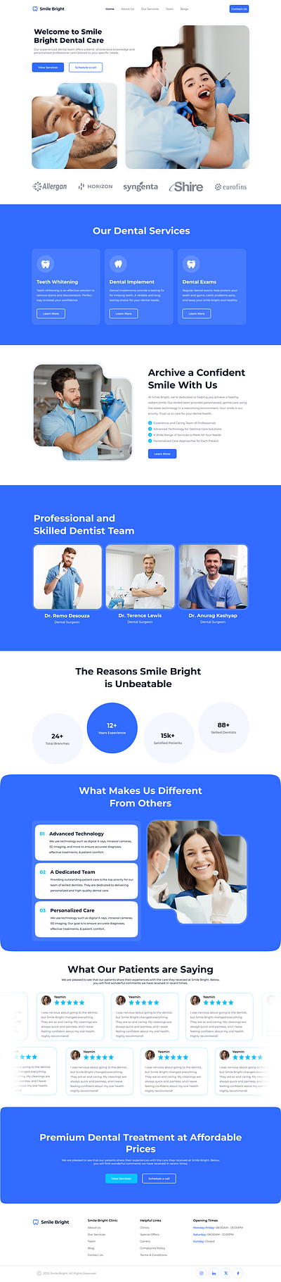 Dental health care landing page ui