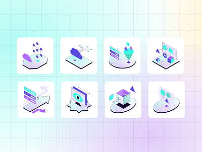Isometric AI tools icon set brand design branding design geometric graphic design icon iconography illustration isometric ui ux vector visual design