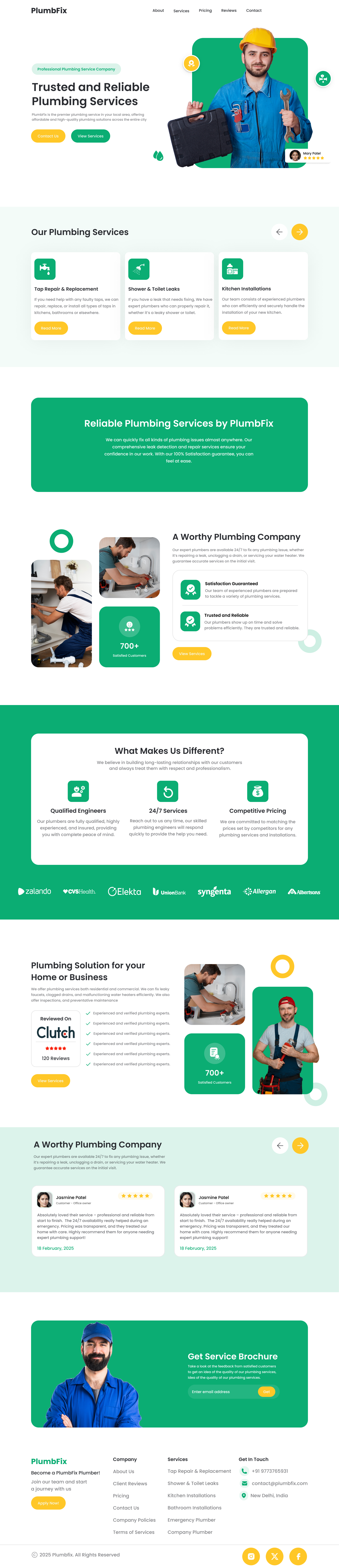 Plumbing service company - Landing page design ui