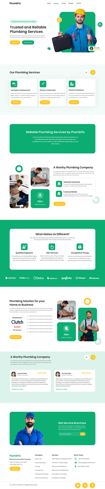 Plumbing service company - Landing page design ui