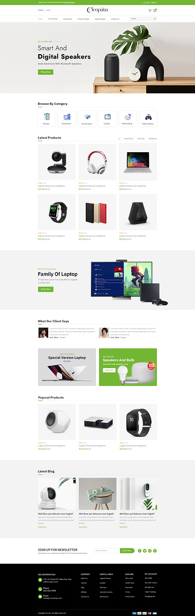 Cleopatita - Electronics & Tech Store banner branding e commerce electronics gadgets graphic design illustration logo minimalistic motion graphics online store smart devices tech products uiux web design