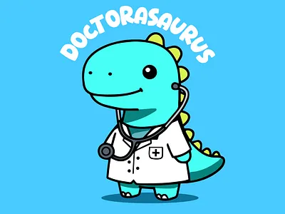 Doctorasaurus – Cute Cartoon Dinosaur Doctor Character cartoon cute design digitalart dinosaur graphic design illustration kawaii mascot vector