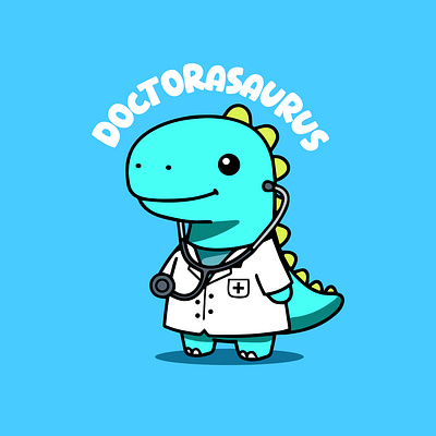 Doctorasaurus – Cute Cartoon Dinosaur Doctor Character cartoon cute design digitalart dinosaur graphic design illustration kawaii mascot vector