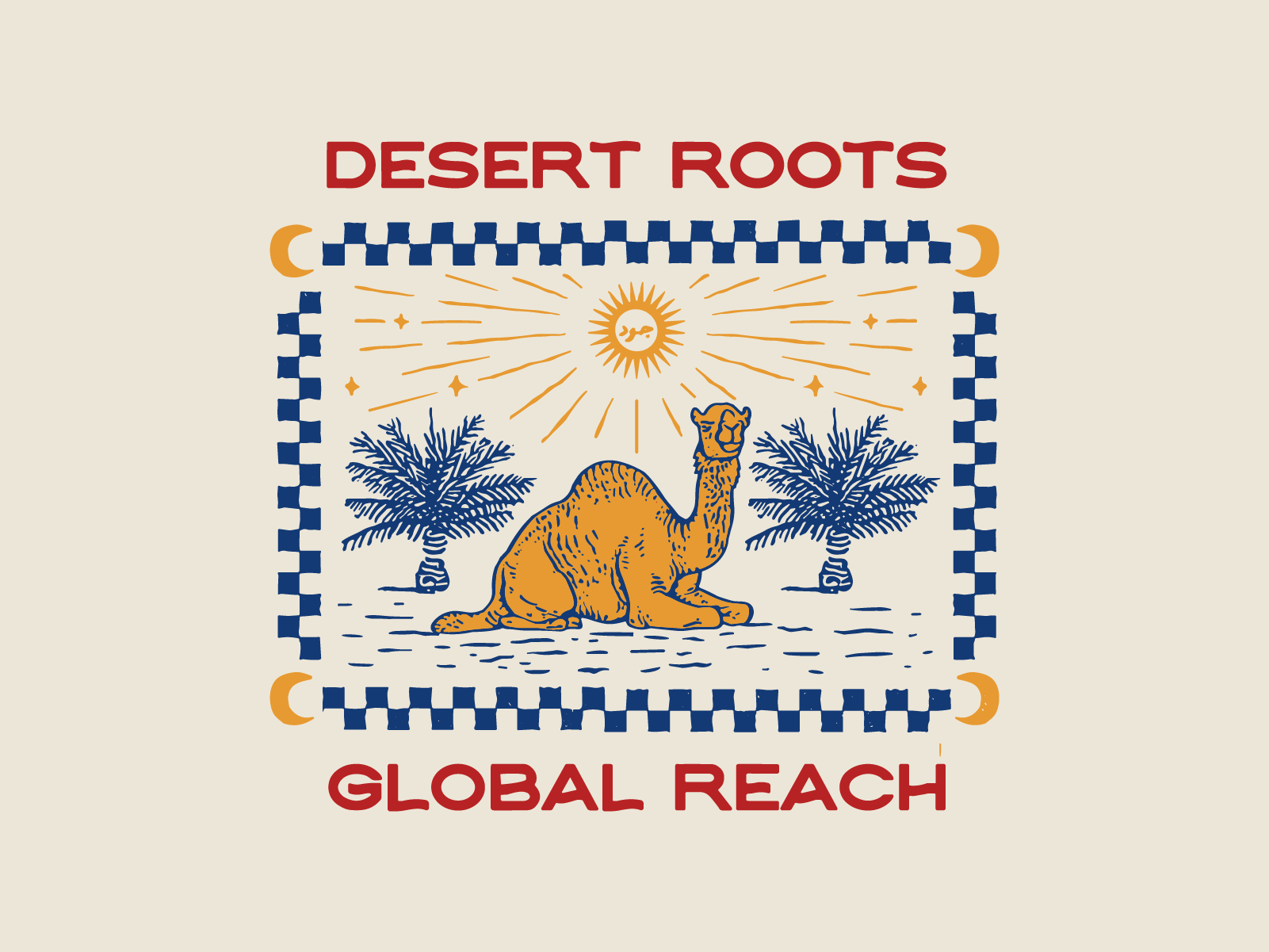 Joud Coffee: Merch Illustration adventure apparel branding camel checkerboard clothing clothing brand coffee coffee shop desert geometric illustration merch merchandise outdoor retro t shirt uae vintage vintage illustration