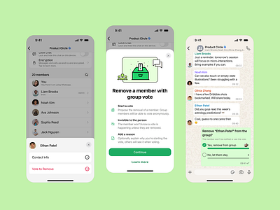What if...WhatsApp let groups vote to remove a member? conceptdesign figma product design ui uiux whatsapp whatsapp ui
